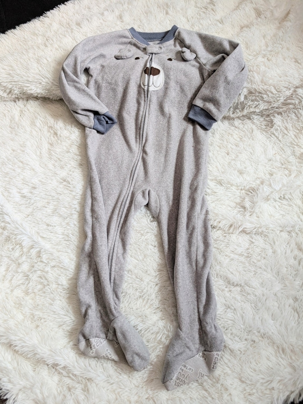 Carter's Grey Bear One-Piece Bodysuit Footie Pajamas Zipper Size 2T
